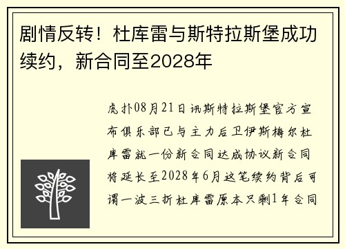 剧情反转！杜库雷与斯特拉斯堡成功续约，新合同至2028年